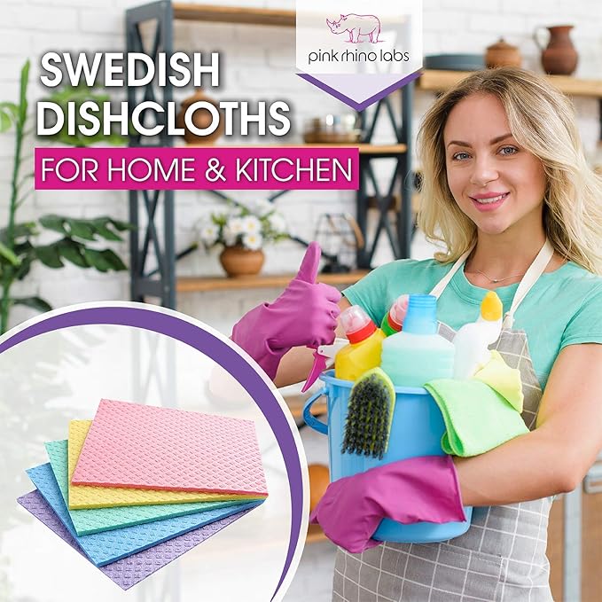 Swedish Dishcloths – Eco-Friendly Reusable Kitchen Towels – 3 Pack Cleaning Cloths for Dishes, Counters & Surfaces – Super Absorbent, Compostable, Zero-Waste Alternative