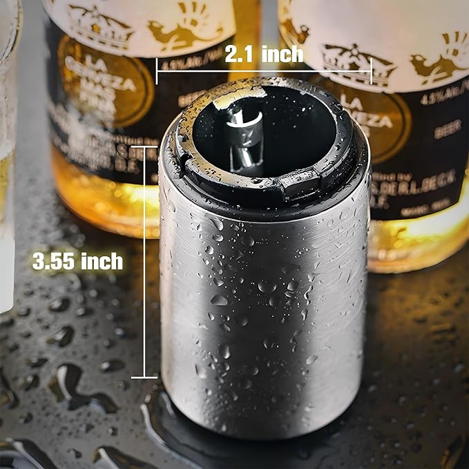 Magnetic Beer Bottle Opener with Automatic Cap Catcher, Ultra Premium Stainless Steel Soda & Beer Bottle Opener, Push & Pull Convenient Design Bar Accessory (8 pcs)