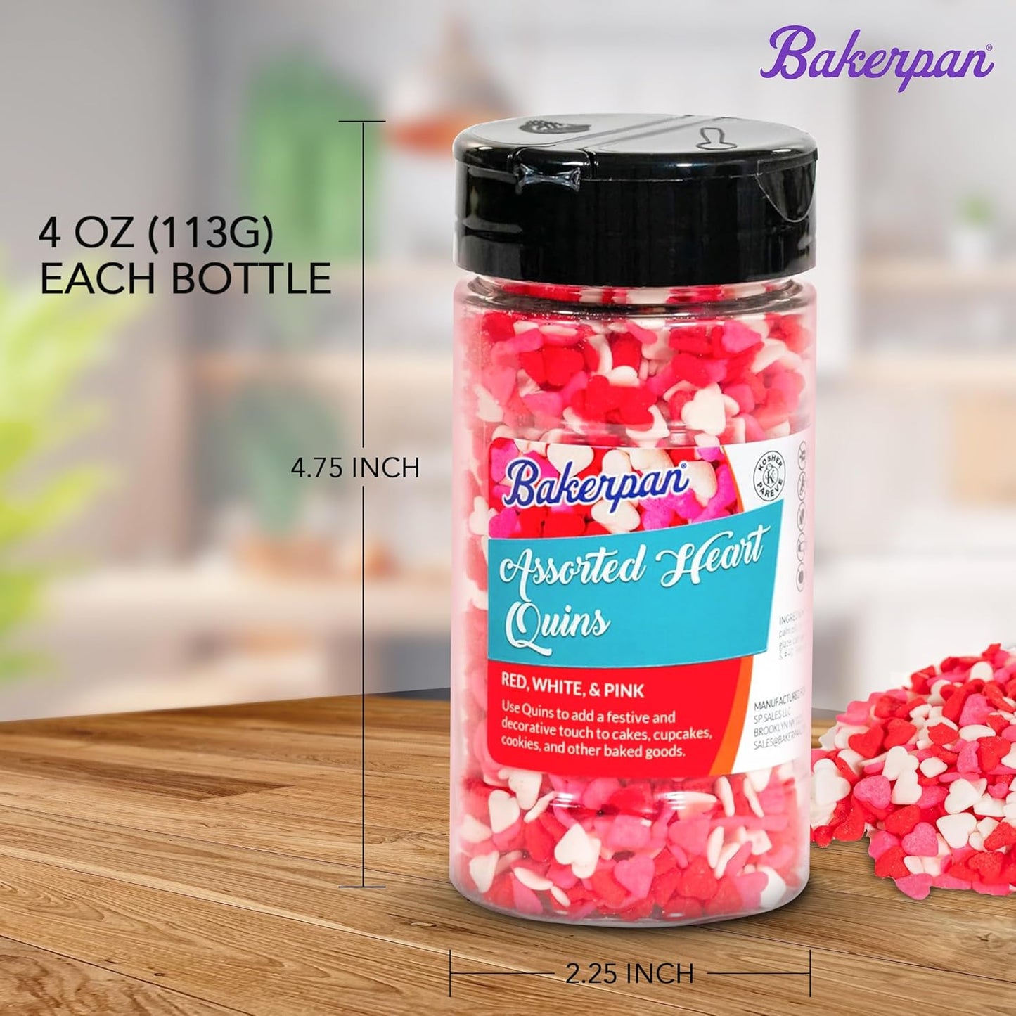 Bakerpan Quins Sprinkles for Cake Decorating - Snowflake Sprinkles 3.5 Ounces - Snowflake Confetti Edible Quins for Cupcakes, Ice Cream (Made in USA)