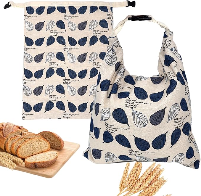 Beeswax Bread Bags for Homemade Sourdough with Zipper, 2 Pack Reusable Large Sourdough Bread Bags Baking Supplies, Food Storage Bag