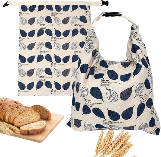 Beeswax Bread Bags for Homemade Sourdough with Zipper, 2 Pack Reusable Large Sourdough Bread Bags Baking Supplies, Food Storage Bag