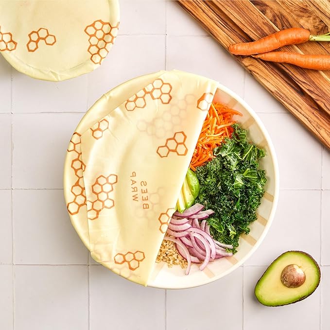 Bee's Wrap Beeswax Wraps for Food - Honeycomb 5 Pack (2L, 3M) Made in USA Reusable & Organic Food Wraps & Bowl Covers - Eco-Friendly Alternative to Aluminum Foil & Plastic Wrap