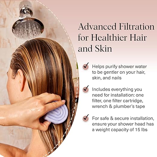 Kitsch Shower Head Filter for Hard Water – Shower Filter with KDF-55 & Calcium Sulfite, Helps Reduce Chlorine & Impurities, Water Softener - Bathroom Accessories for Healthier Hair & Skin - Chrome