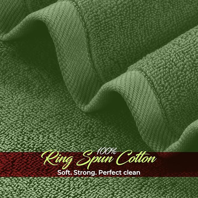 RIVERSIDE 24 Pack Washcloths Set - 100% Cotton [12x12 Inches] - Soft, Quick-Dry & Highly Absorbent Face Towels - Perfect for Bathroom, Gym, Hotel, Spa & Travel - Sage Green