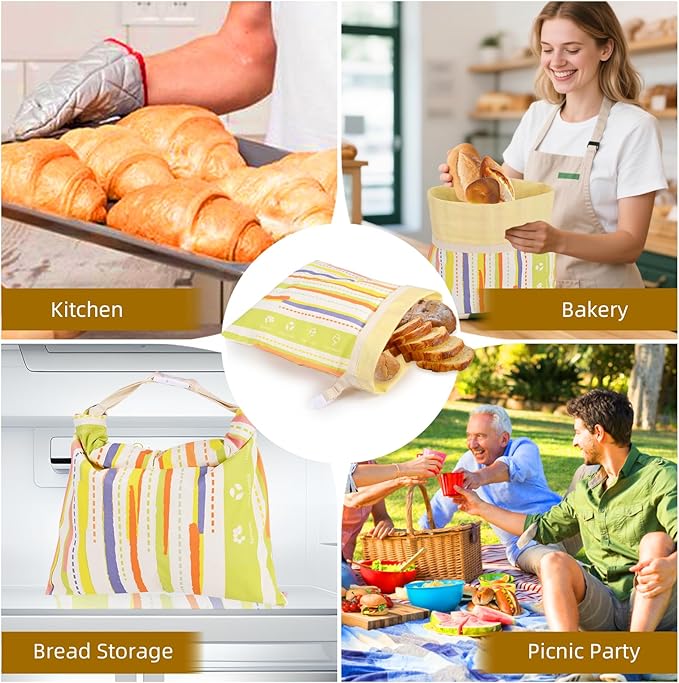 XL Beeswax Bread Bag 2-Pack for Sourdough & Homemade Bread | Reusable Cotton Linen Food Storage with Natural Beeswax Lining | Keeps Fresh, Easy to Clean (17x13 Inches)