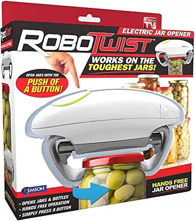 Electric Jar Opener– The Original RoboTwist One Touch Electric Handsfree Easy Jar Opener, Works for Jars - As Seen on TV