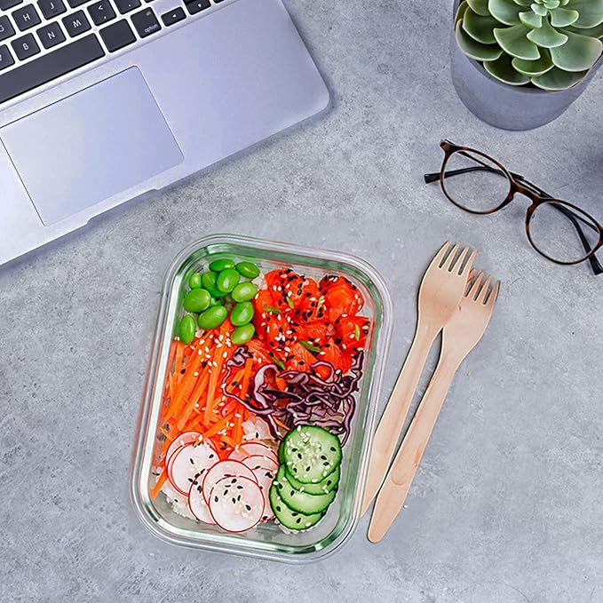 KOMUEE 24 Pieces Glass Food Storage Containers Set,Glass Meal Prep Containers-Stackable Airtight Glass Storage Containers with lids,Freezer, Microwave, Oven Safe,Red