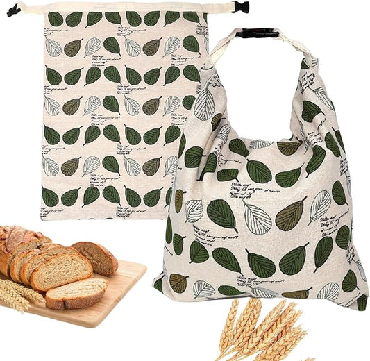 Beeswax Bread Bags for Homemade Sourdough, Sourdough Bread Bag with Zipper, 2 Pack Cotton Large Food Storage Bags to Keep Fresh
