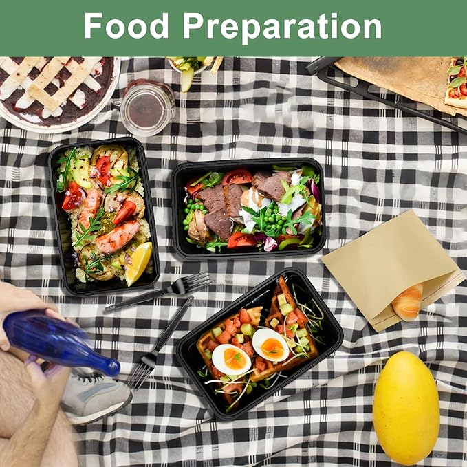 20 Pack (92 Pcs) 38 OZ Disposable Meal Prep Containers Plastic Food Container with Lids for Snack BPA Free, Microwave and Freezer Safe, To Go & Take Out Food Containers with Lids for Microwave Dishes
