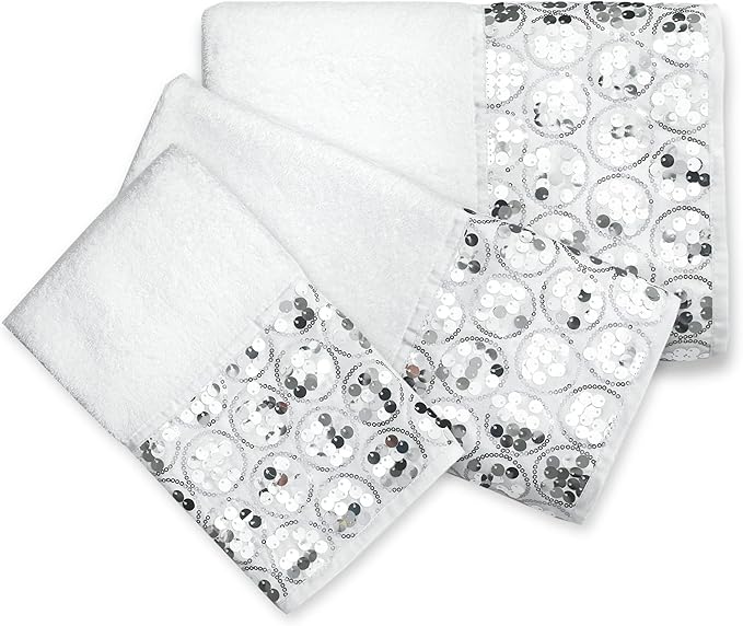 Zahari Home Sinatra Modern Bathroom Towel Set - 3 Piece Luxury Contemporary Decor Bling White Bath Towel Sets Soft, Plush and Highly Absorbent