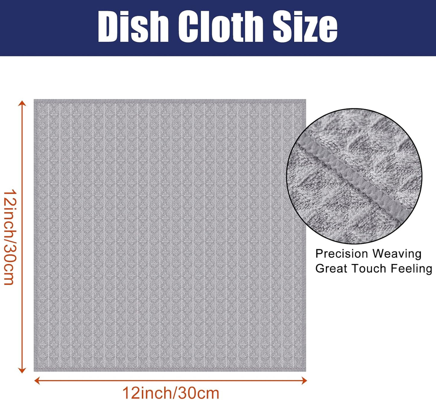 Homaxy Microfiber Waffle Weave Kitchen Dish Cloths, 12 x 12 Inch Ultra Absorbent and Solid Color Dish Towels for Kitchen Fast Drying Dishcloth for Washing Dishes, 8 Pack, Grey