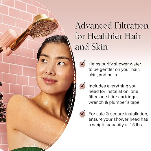 Kitsch Shower Head Filter for Hard Water – Shower Filter with KDF-55 & Calcium Sulfite, Helps Reduce Chlorine & Impurities, Water Softener - Bathroom Accessories for Healthier Hair & Skin - Terracotta