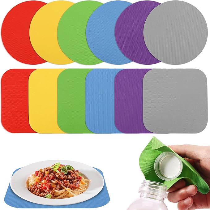 24Pcs Jar Opener Gripper Pads Rubber Jar Gripper for Weak Hands, Multi-function Kitchen Gadget Anti-Slip Coasters Bottle Lid Opener Jar Grippers for Seniors with Arthritis
