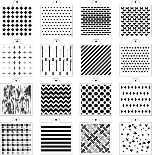 Stencil Genie 16 Pcs 5.5x5.5in Baking Stencils for Royal Icing, Airbrush, Sugar & Craft Painting