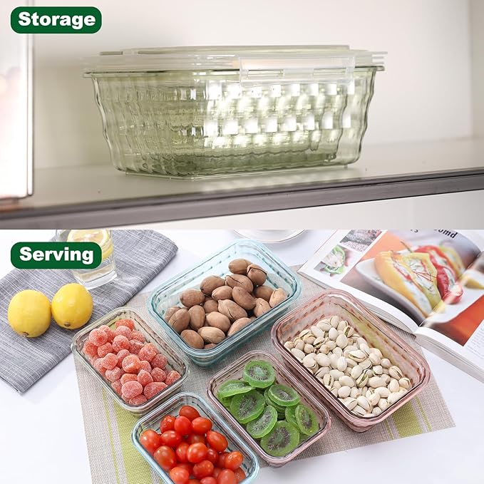 Taiuloo Set of 3 Food Storage Containers with Lids & Handle, BPA Free Plastic Meal Prep & Salad Bowl Containers To Go for Lunch, Salad Serving Bowls for Snack, Fruit, Veggie, Green