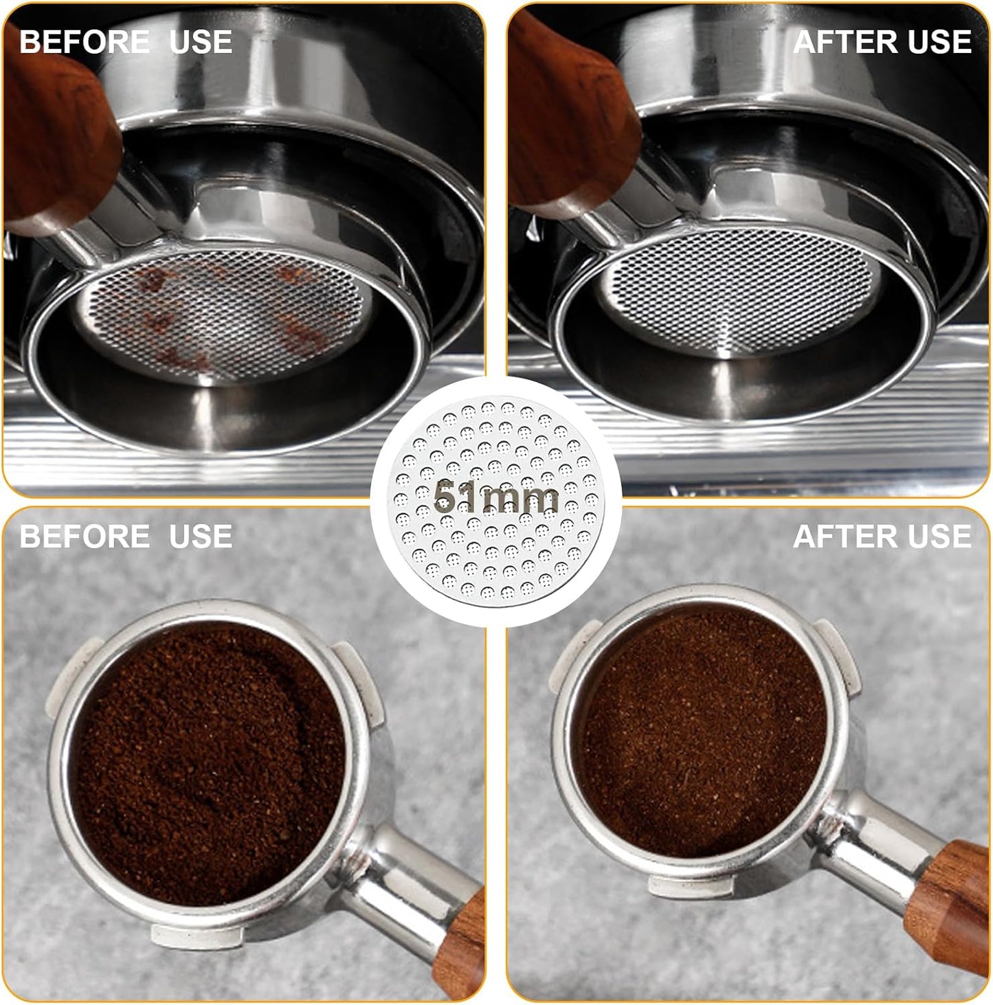51mm Espresso Accessories Kit,Wdt Tool Espresso,Solid Espresso Tamper,Dosing Funnel and Coffee Puck Screen,Silicone Tamper Mat,0.4mm Stainless Steel 6pin Espresso Stirrer,Barista Tools Espresso Kit
