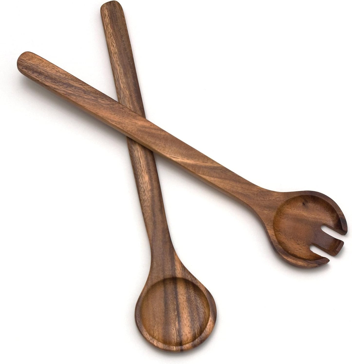 Lipper International Acacia Round Salad Servers, 13" Long, One Pair