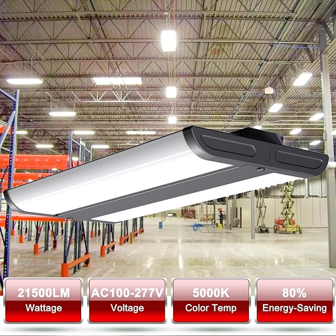 Lightdot 2FT LED High Bay Shop Lights, 100-277V 【Driver Equipped, 5 Years】 150W 21500LM [Eqv.600W MH] 5000K Linear Hanging Shop Light for Warehouse Garage -ETL Listed, 2 Pack Black