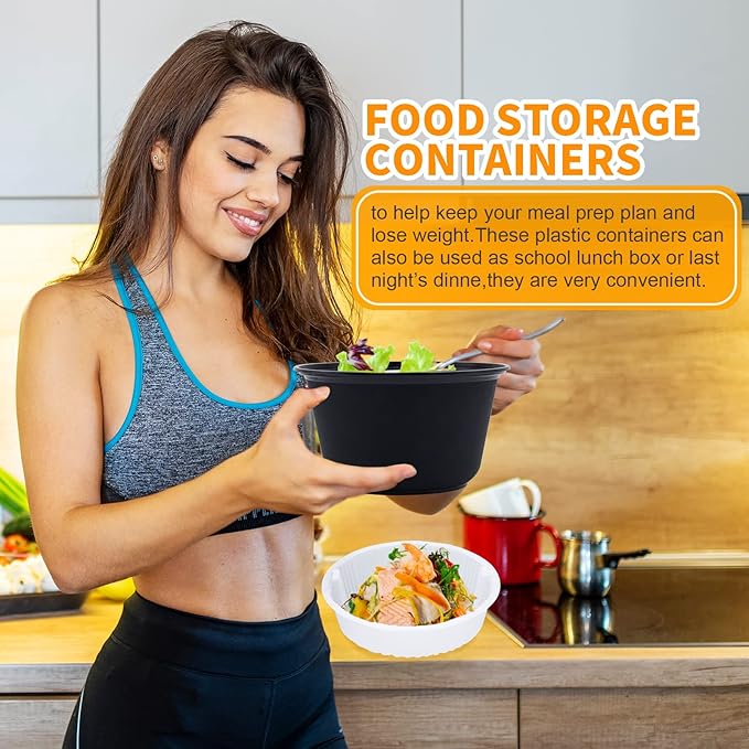 POPMISOLER 150 PCS Stackable Lunch Container,Lunch Containers with Compartments,Reusable Disposable Salad Lunch Box for Adults,Microwave,Freezer and Dishwasher Safe Salad Prep Containers