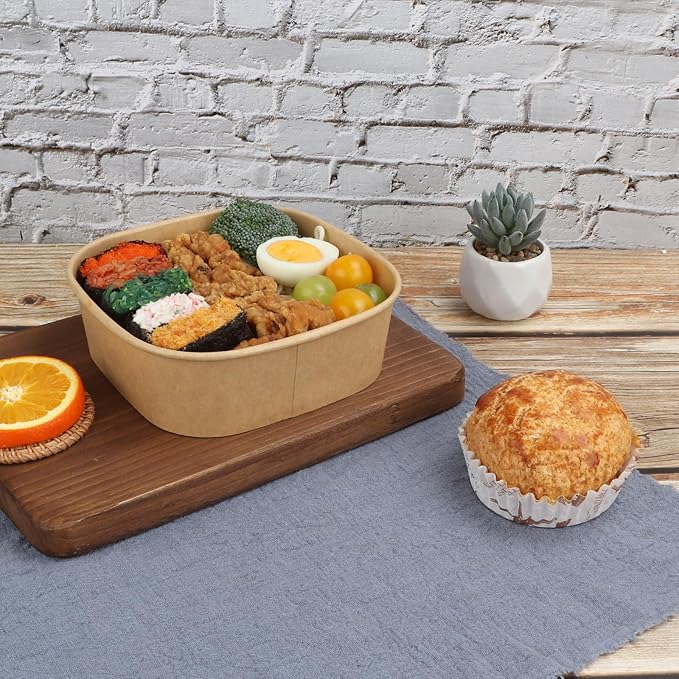 34 oz Disposable Kraft paper bowls with lids,Food containers Soup Bowls Party Supplies Treat Bowls 50 Pack