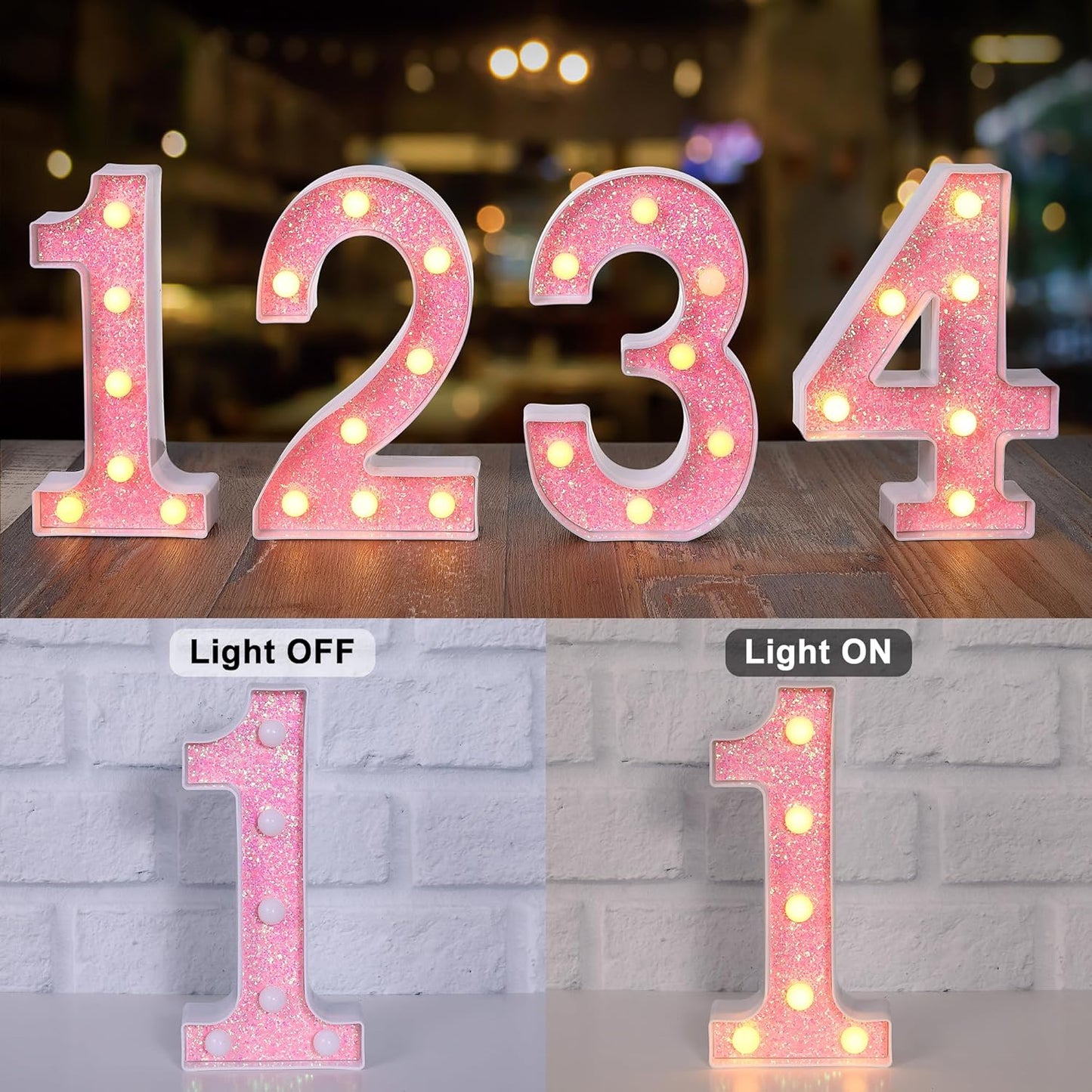 Foaky Pink Light up Letters，Pink Party Decorations,Girls Room Decor,Glitter Marquee Numbers,Alphabet Letter Sign for Night Light Birthday Party Girls Gifts, Home Bar Decoration (4)