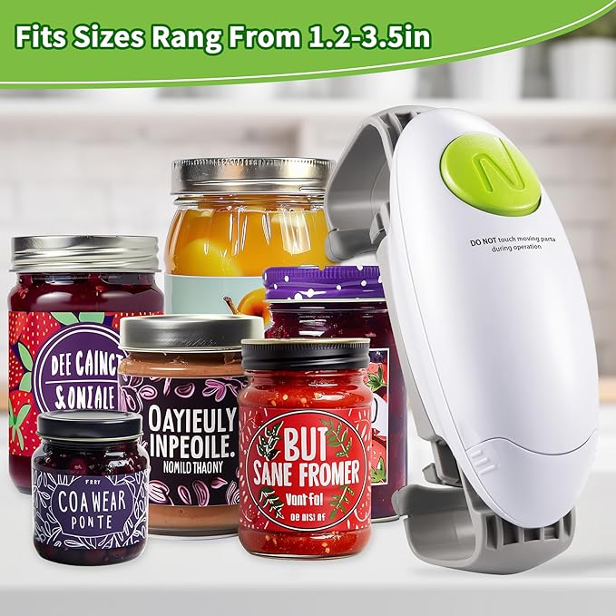 Electric Jar Opener, One Touch Automatic Jar Opener with High Power Torque, Hand Free Bottle Jar Lid Openers for Women, Seniors, Arthritis Hands, Weak Hands and Chef, Best Kitchen Gadget for Home Use