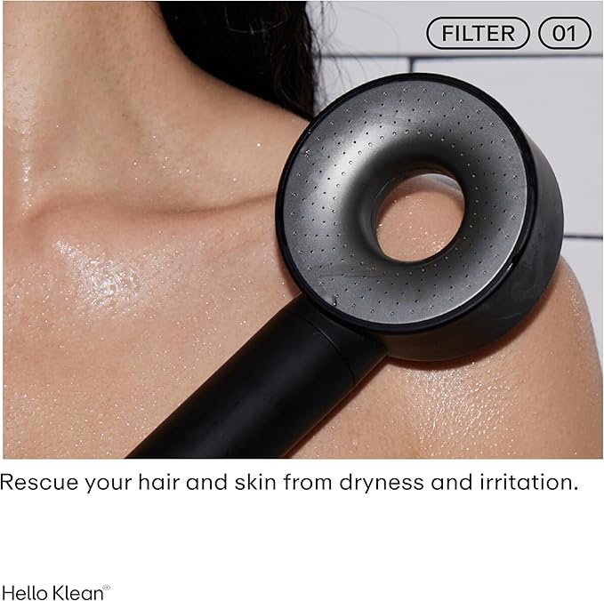 Shower Head in Black - Filters Unwanted Metals, Chlorine & Impurities Found in Water - Improves Quality of Skin & Hair - Boosts Water Pressure Up to 2 Times - Quick & Easy to Install