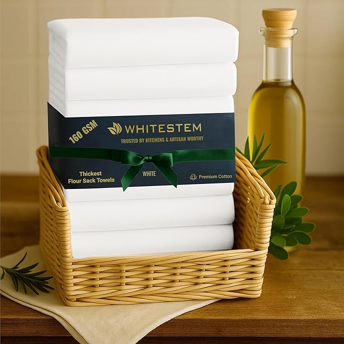 Flour Sack Towels | Tea Towel for Crafts| Kitchen Dish Cotton Blank Towel for Embroidery| Baking Bread Proofing Linen Cover| Thick Absorbent Quick Dry | 100 Pack 15"x25" White