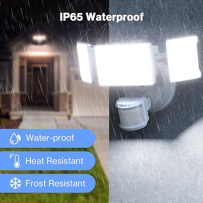 Olafus 65W Smart LED Flood Light Outdoor with Motion Sensor, 6500LM, 2700K-6500K WiFi Security Light Work with Alexa/Google, Motion Detector Lights with APP Control, IP65 Floodlight Outside (White)