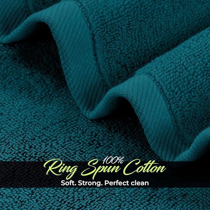 RIVERSIDE 24 Pack Washcloths Set - 100% Cotton [12x12 Inches] - Soft, Quick-Dry & Highly Absorbent Face Towels - Perfect for Bathroom, Gym, Hotel, Spa & Travel - Teal