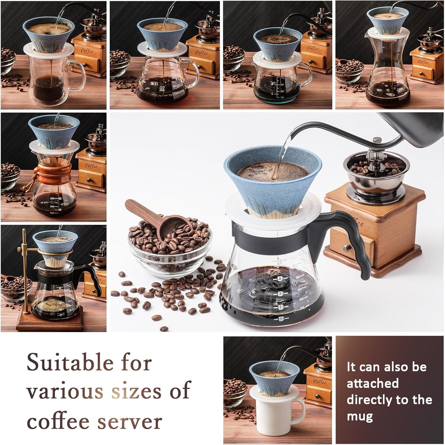 Ceramic Reusable Coffee Filter Dripper Paperless Sustinable Mt. Fuji Made in Japan (Light Green)