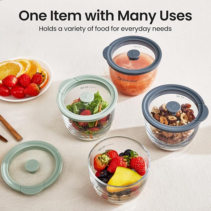 Glass Meal Prep Bowls Set - Leakproof Lids, Microwave & Dishwasher Safe 13 oz (4-Pack) Perfect for Meal Prepping, Portion Control, and On-the-Go Lunches BPA-Free