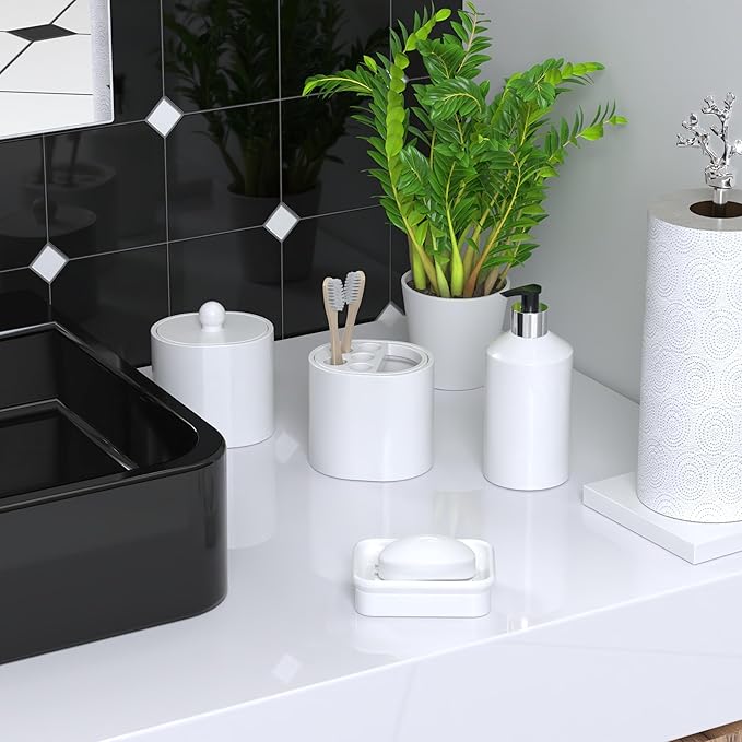 Composite Granite Soap Dish, Double Layer Strainer Soap Holder, Suitable for Kitchens, Bathrooms, and Bar Sinks, Durable Soap Holder for Shower, Best Place for Your Soap Bar (White)