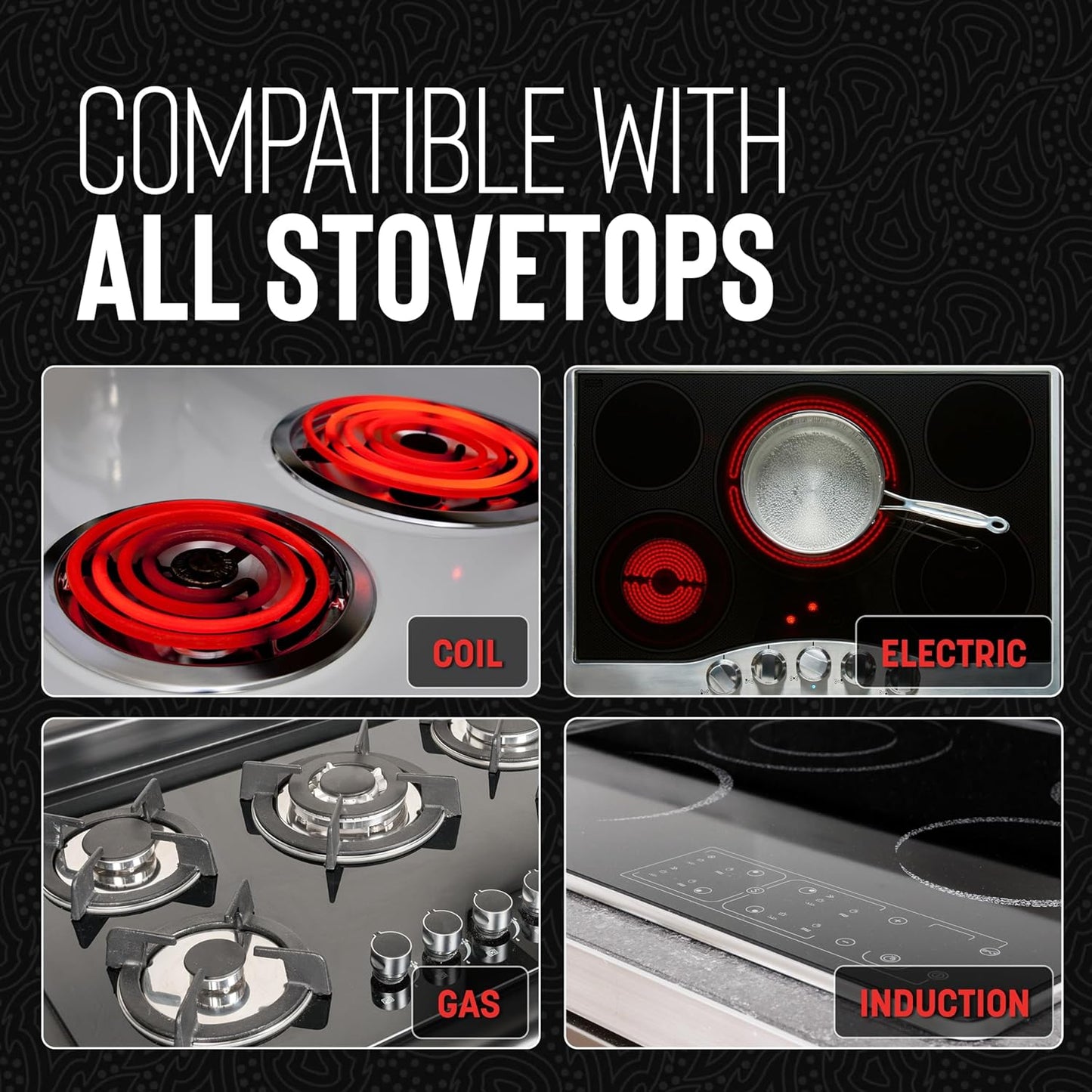 Hell's Kitchen Hybrid 5 Qt Pot and lid, Tri-Clad Stainless Steel and Nonstick Ceramic, PFAS Free, no PFOA, no PTFE, noTeflon, Non Toxic Cookware, Metal Utensil Safe, All Cooktops and Oven Safe