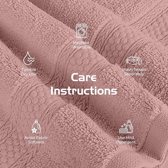 RIVERSIDE 12 Pack Premium 100% Cotton Face Washcloths, 550 GSM, 12 x 12 Inches, Soft, Absorbent Towels for Body & Shower, Bathroom Wash Clothes, Durable Face Towels Set for Spa, Gym, Dusty Rose