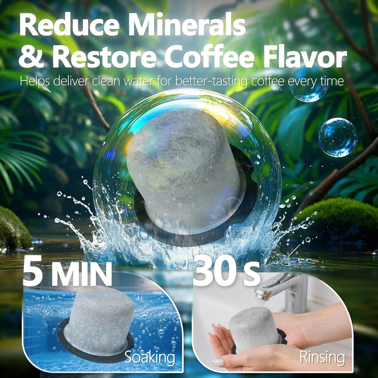 Coffee Maker Water Filter Replacement - Compatible with Cafe & GE Profile Grind & Brew Coffee Makers, Lasts 6-12 Months, Reduces Chlorine, Impurities & Odors (12)