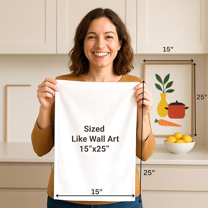 Flour Sack Towels | Tea Towel for Crafts| Kitchen Dish Cotton Blank Towel for Embroidery| Baking Bread Proofing Linen Cover| Thick Absorbent Quick Dry | 12 Pack 15"x25" Natural
