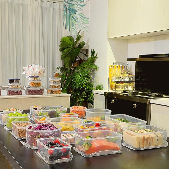 60-Piece Large Food Storage Containers Set - Leakproof, BPA-Free Plastic with Lids Airtight for Kitchen Storage and Organization Reusable with Labels Pen- Microwave Dishwasher Freezer Safe