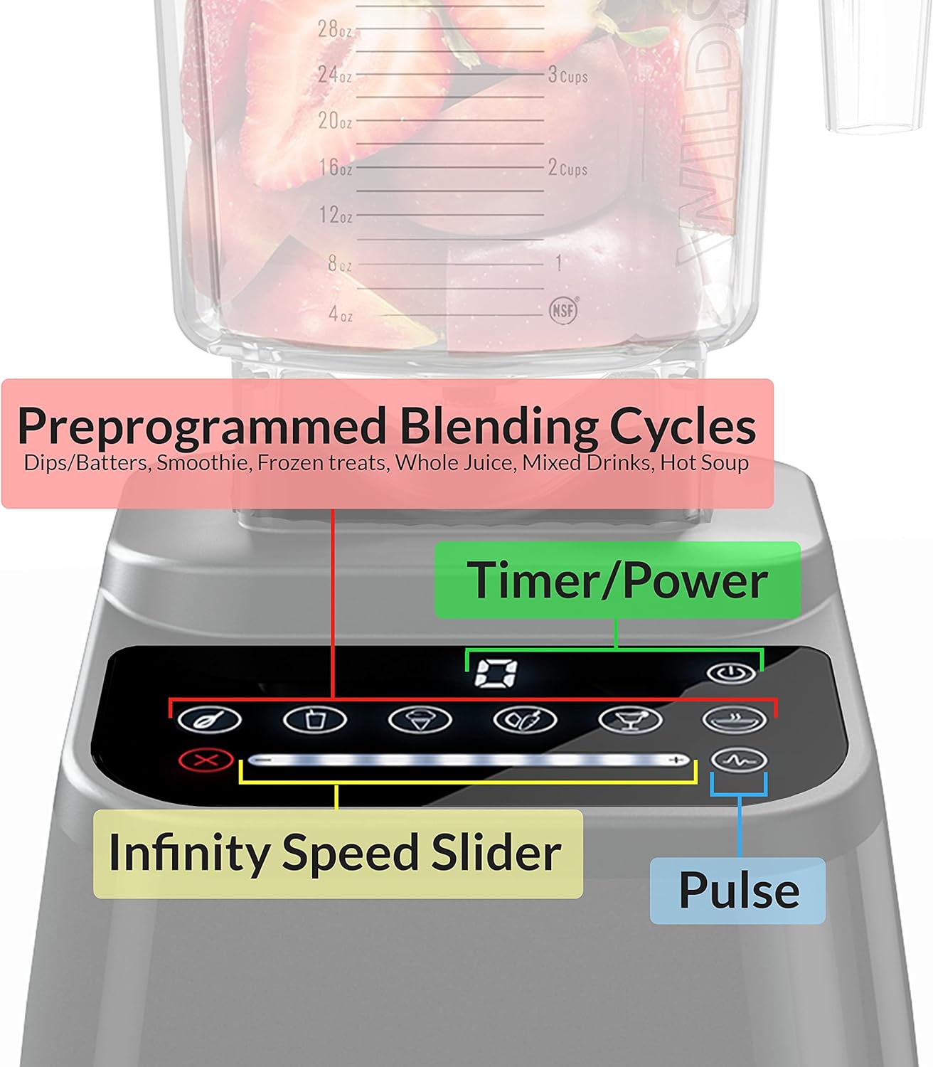 Blendtec Original Designer Series Blender and 90 Oz WildSide+ Jar - Kitchen Blender Bundle - Stainless Steel
