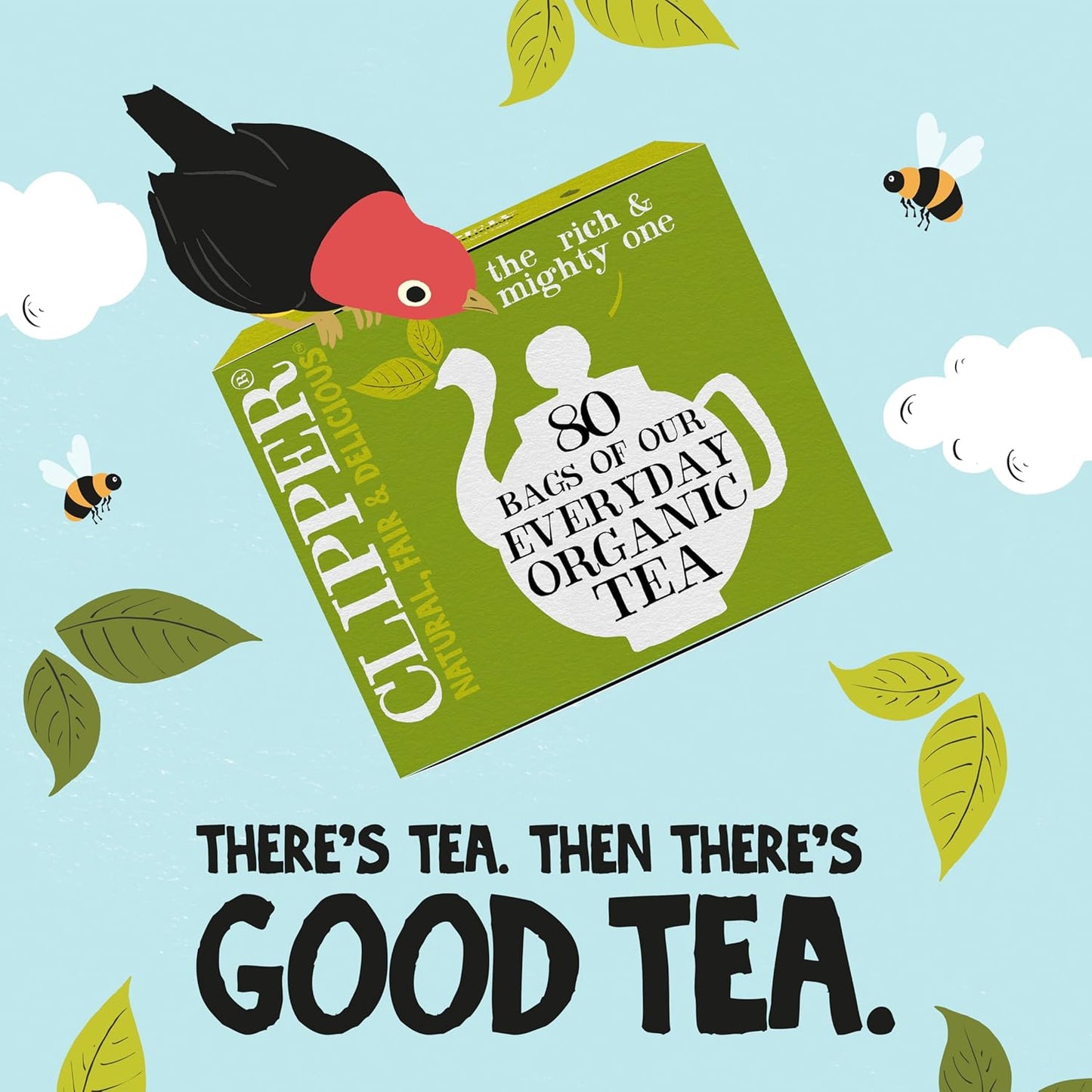 Clipper Tea, Organic Fairtrade Everyday, Organic, USDA Non-GMO, Fair Trade, Sustainable Caffeinated Tea, 1 Pack, 80 Unbleached Tea Bags
