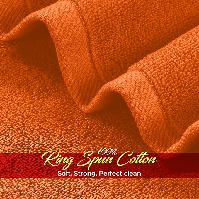 RIVERSIDE 24 Pack Washcloths Set - 100% Cotton [12x12 Inches] - Soft, Quick-Dry & Highly Absorbent Face Towels - Perfect for Bathroom, Gym, Hotel, Spa & Travel - Orange