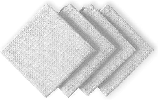 White Waffle Kitchen Towels, 16x26 Inches, 100% Cotton, Soft, Absorbent, Quick Drying, Reusable, and Machine Washable, Ideal for Drying Dishes, Cleaning, Multipurpose Towels, 4 Pack