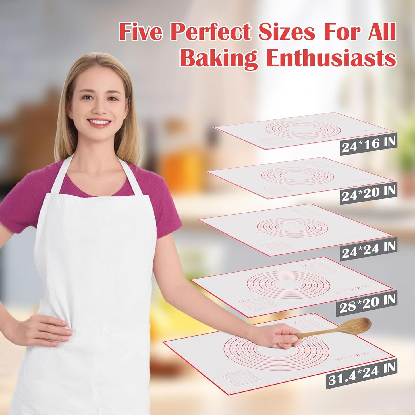 BlueBark 2 PCS - 24"L x 20"W Non-stick Silicone Baking Mat for Pastry & Dough, Sourdough Bread Making Tools, Kitchen Counter, Cooking Enthusiasts