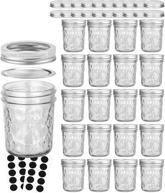 VERONES Mason Jars 6 OZ, 20 PACK 6oz Mason jars Canning Jars Jelly Jars With Lids, Ideal for Jam, Honey, Wedding Favors, Shower Favors, Extra 20 Lids