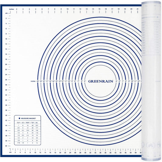Silicone Pastry Mat Extra Thick Large Non Stick Baking Supplies Kitchen Counter Cooking Rolling Dough Sheet Pie Crust Sourdough Bread Oven Liner with Measurement (XXL-24''(W)*32''(L), 2#Blue)