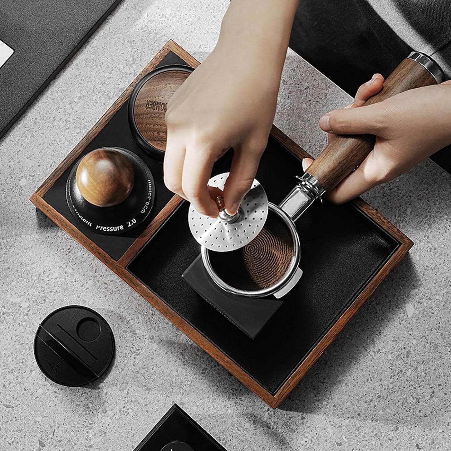 MHW-3BOMBER Espresso Puck Screen Holder - Silicone Puck Screen Stand - Compatible with 58mm 53mm 51mm Reusable Coffee Filters 3 Coffee Filters - Coffee Puck Screen Holder SP5537-OS