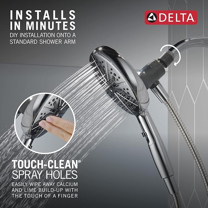 Delta Faucet 6-Spray SureDock Magnetic Shower Head with Handheld Spray, Chrome Shower Head with Hose, Showerheads & Handheld Showers, Handheld Shower Heads, Hand Shower, Chrome 75613