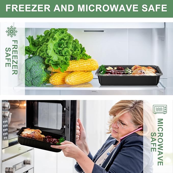 20 Pack (122 Pcs) 38 OZ Disposable Meal Prep Containers Plastic Food Container with Lids for Snack BPA Free, Microwave and Freezer Safe, To Go & Take Out Food Containers with Lids for Microwave Dishes