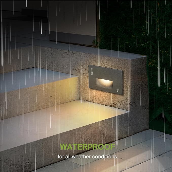 ASD LED Recessed Step Light Fixture, Outdoor & Indoor Tread Lighting | RGBW, Smart, Waterproof, ETL Listed | 3W 60LM RGB-2700K-6500K 120V | Staircase Hardwired Illumination | Black, 24 Pack