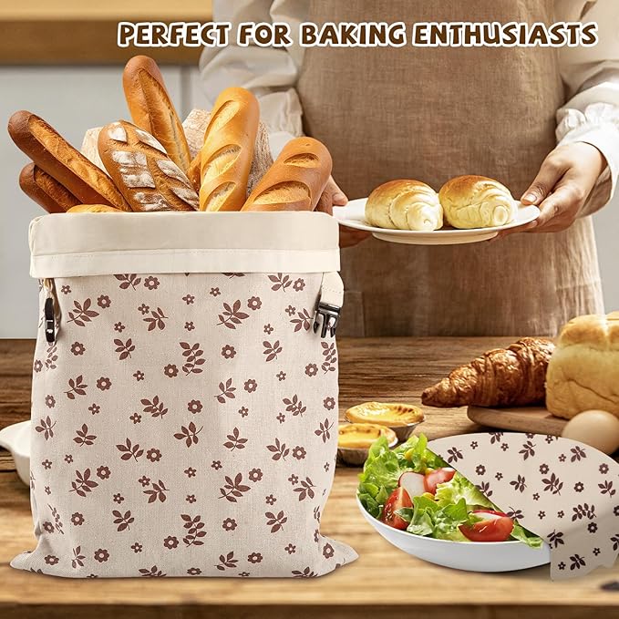 Reusable Beeswax Bread Bags&Beeswax Wraps for Food, Organic Bread bags Reusable to Keep Fresh,Sustainable, Biodegradable Homemade Washable Food Wraps, Must-Have Baking Accessories